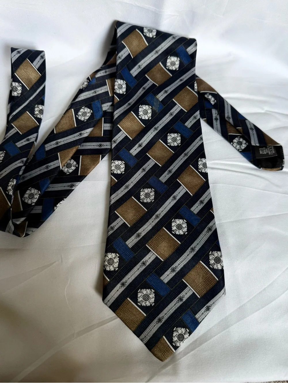 Puritan Special Edition Navy, Brown & Gray Geometric Tie - 56’ x 4’